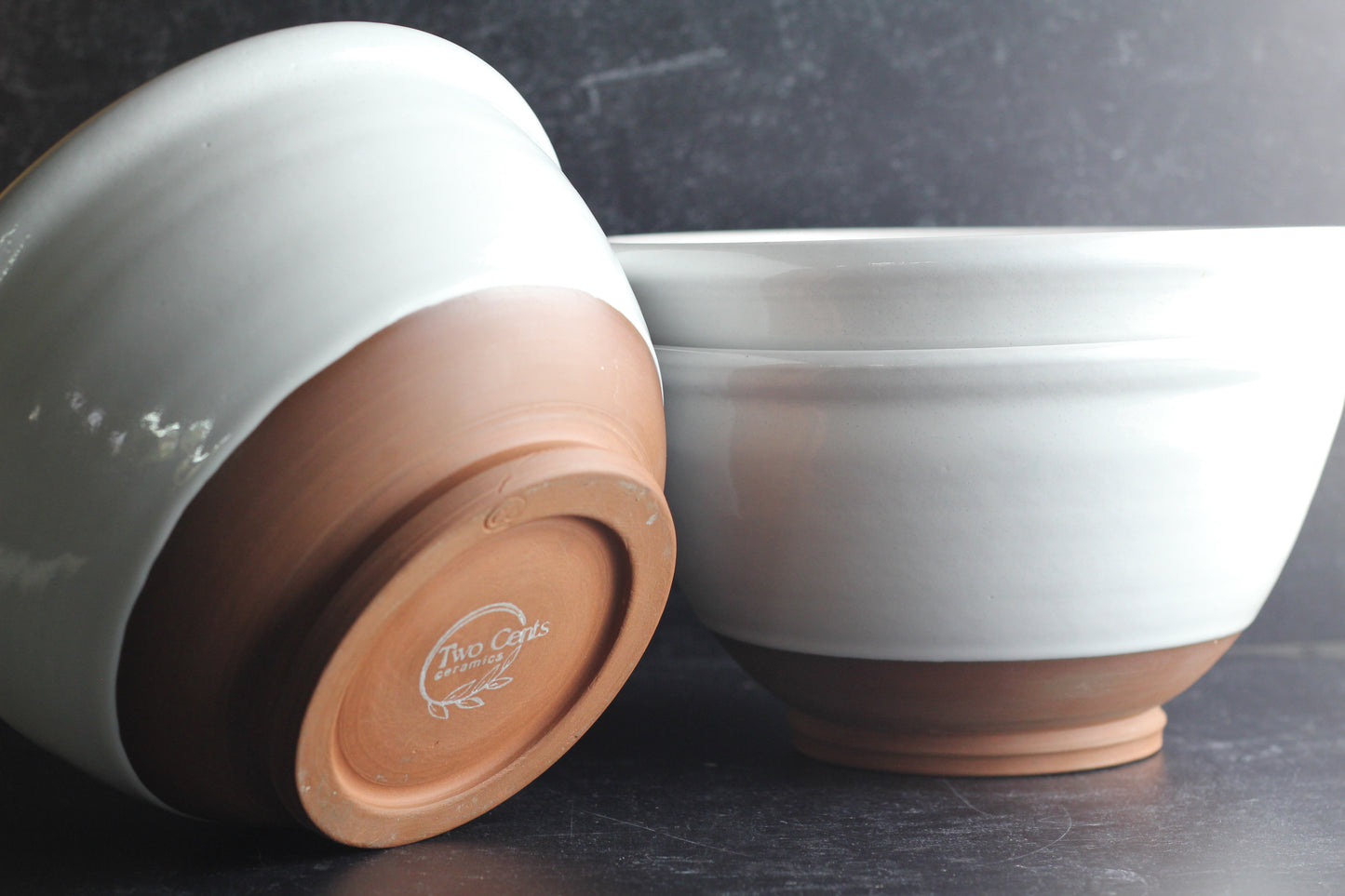Leather and Linen Large Serving/Mixing Bowl
