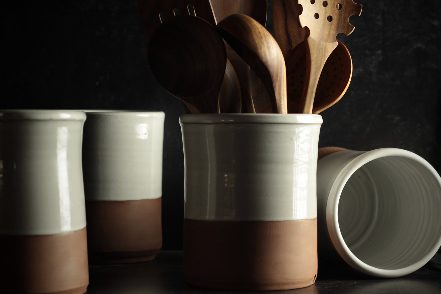 Pot utilitaire en cuir et lin