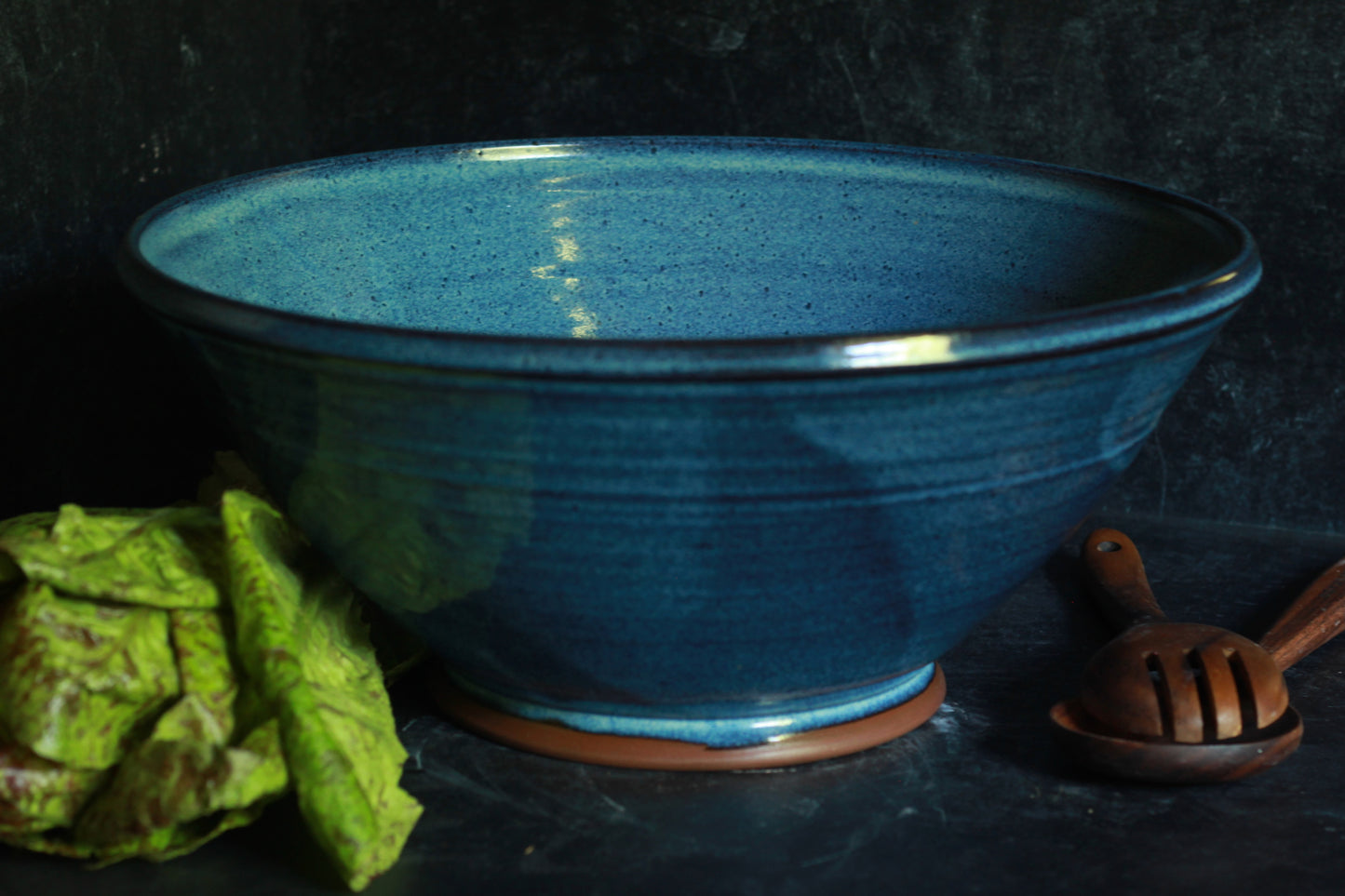 Moody Blue XL Pottery Mixing Bowl
