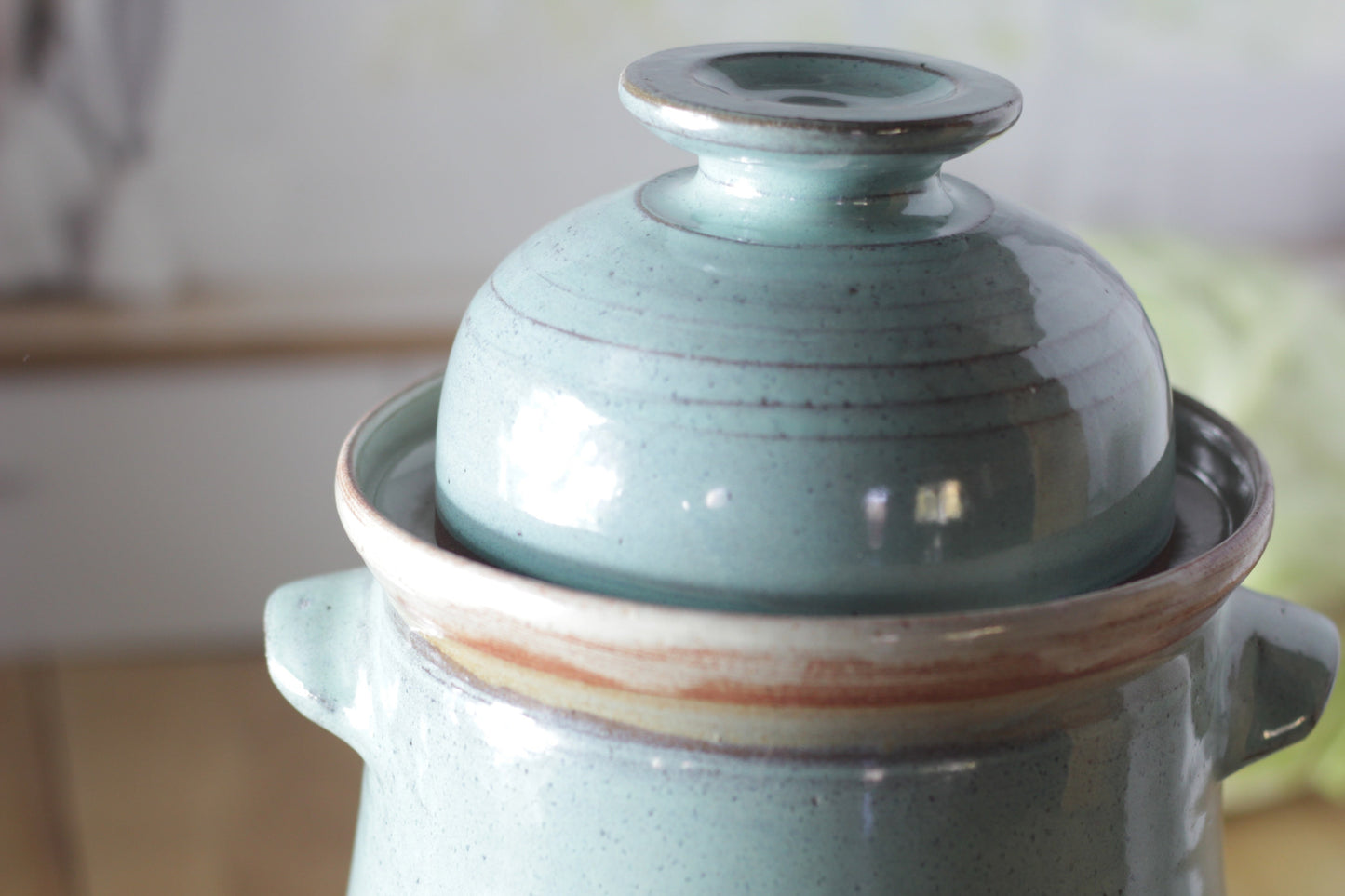 Fermentation & Pickling Crock Glazed in Seaglass & Cream