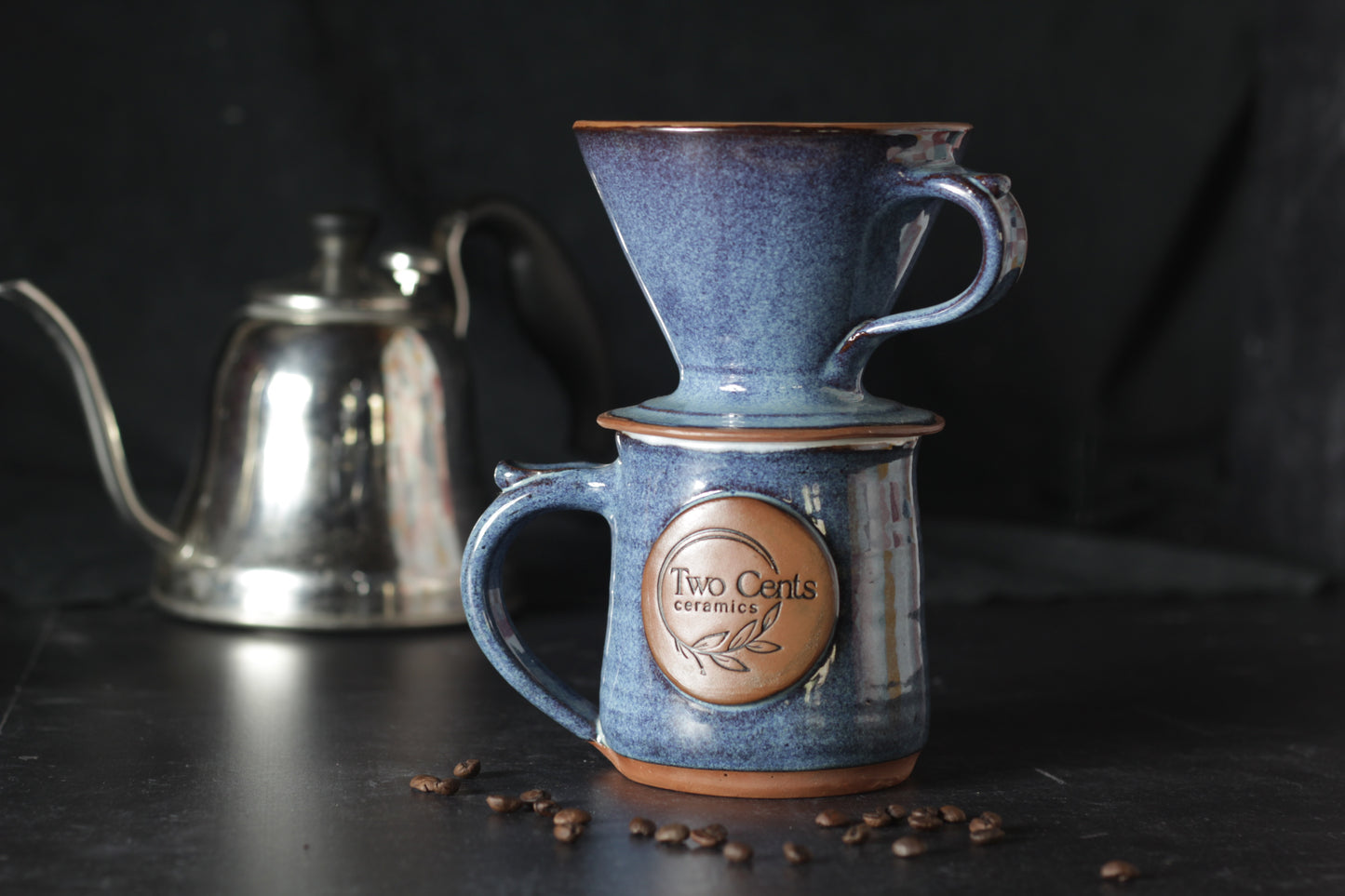 Moody Blue Stoneware Pour-Over