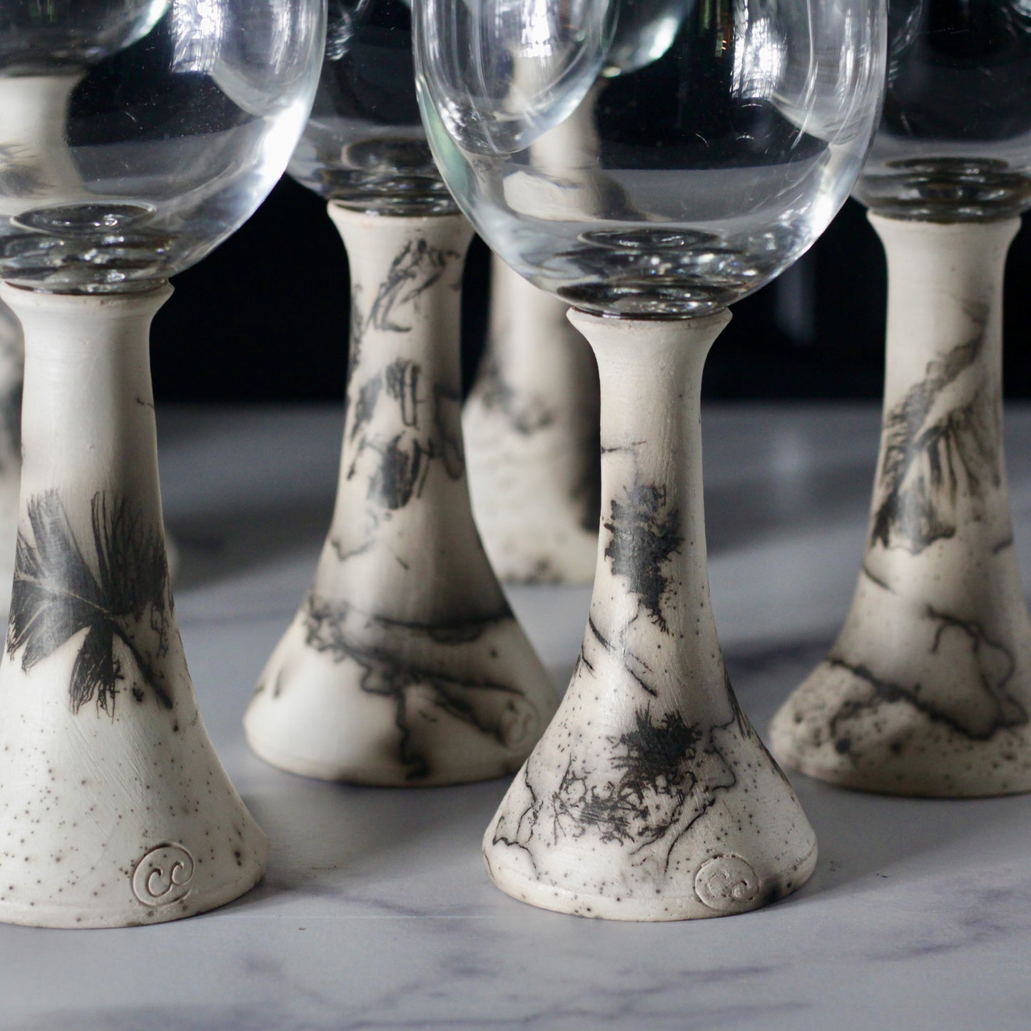 Raku Wine Glass — Handmade Wheel Thrown Ceramic Stemware