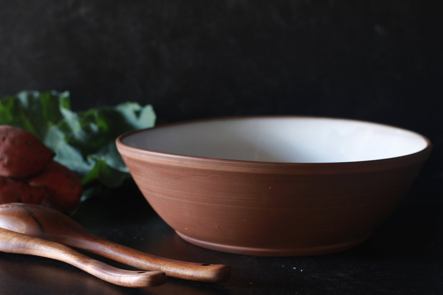 Leather & Linen Serving Bowl