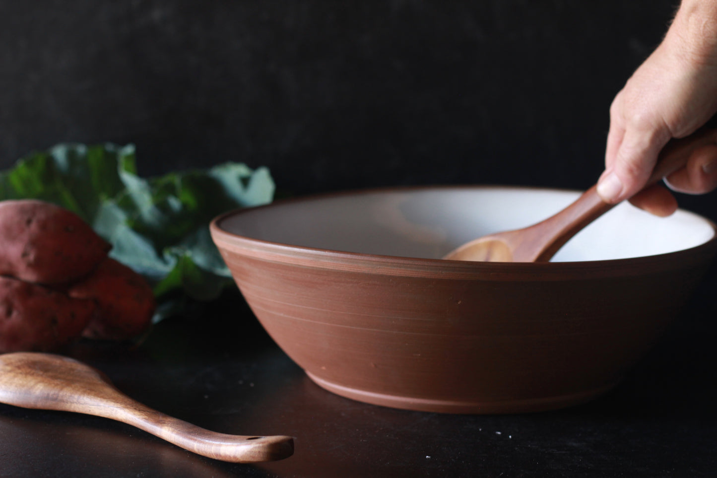 Leather & Linen Serving Bowl