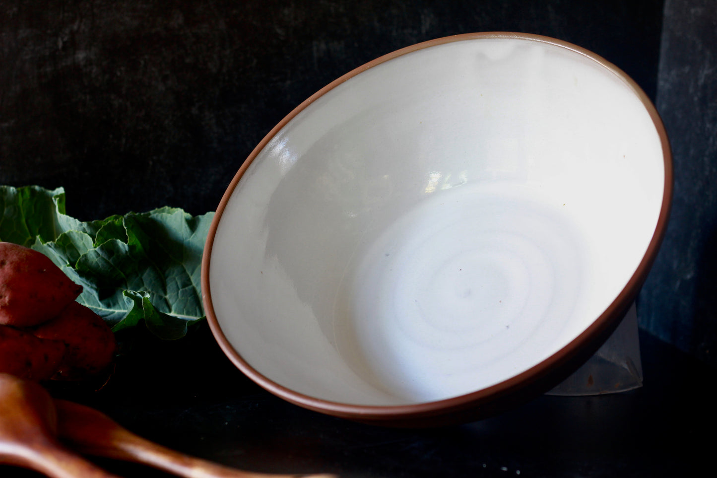 Leather & Linen Serving Bowl