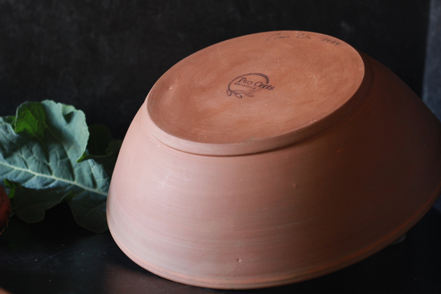 Leather & Linen Serving Bowl