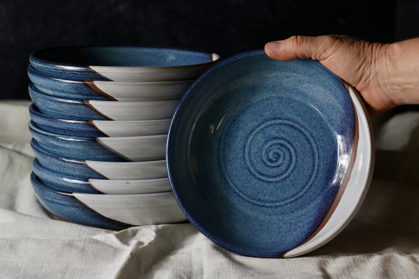 Moody Blue and White Pasta Bowl