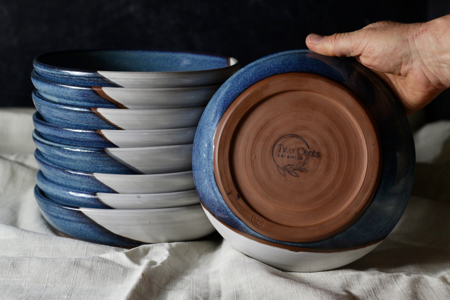 Moody Blue and White Pasta Bowl