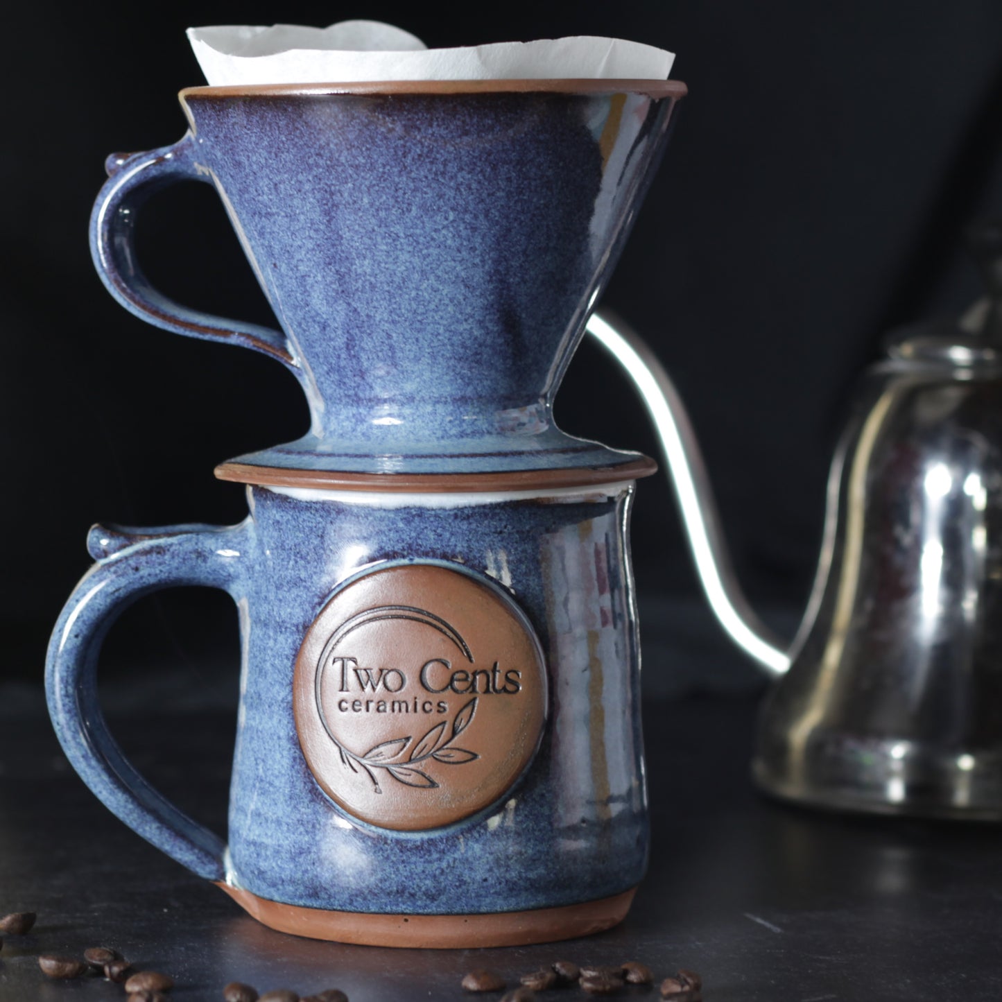 Moody Blue Stoneware Pour-Over