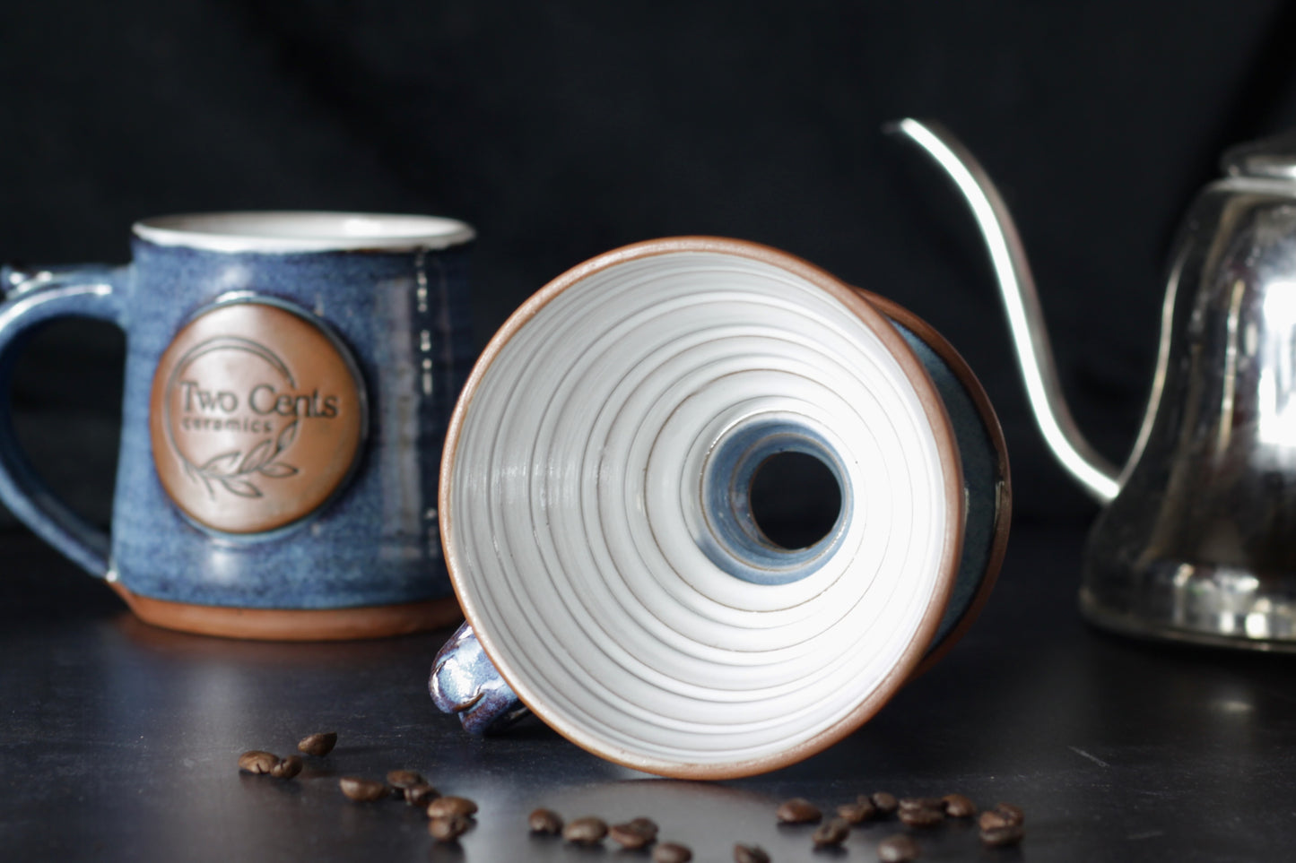 Moody Blue Stoneware Pour-Over