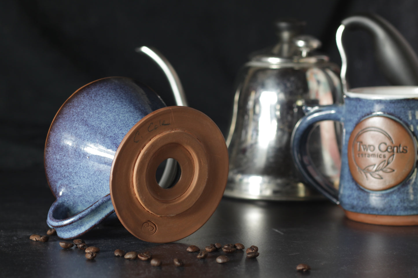 Moody Blue Stoneware Pour-Over