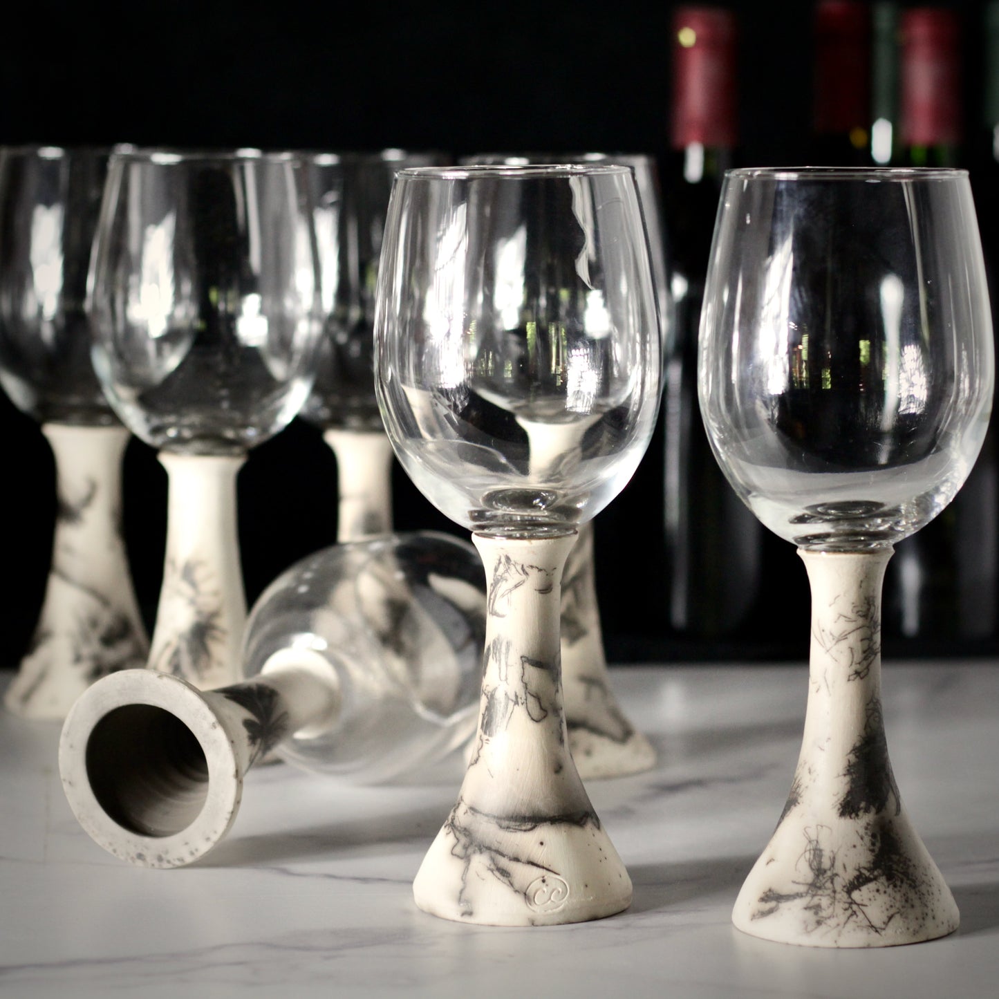 Raku Wine Glass — Handmade Wheel Thrown Ceramic Stemware